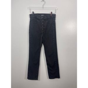 EXPRESS Straight Super High Rise Black Button Front Jeans 4